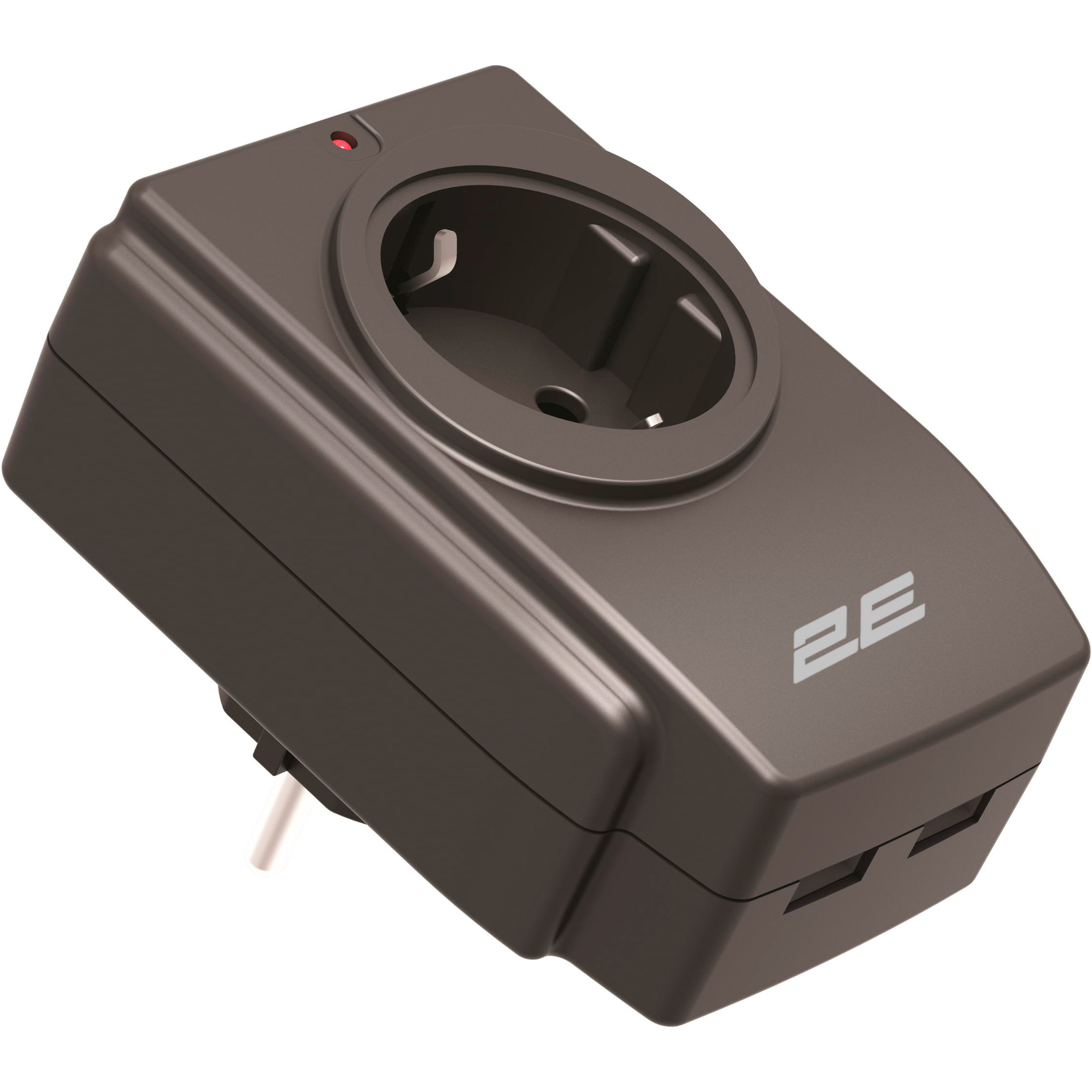 Сетевой фильтр-розетка 2E 2E-AD120U Black, 2xUSB