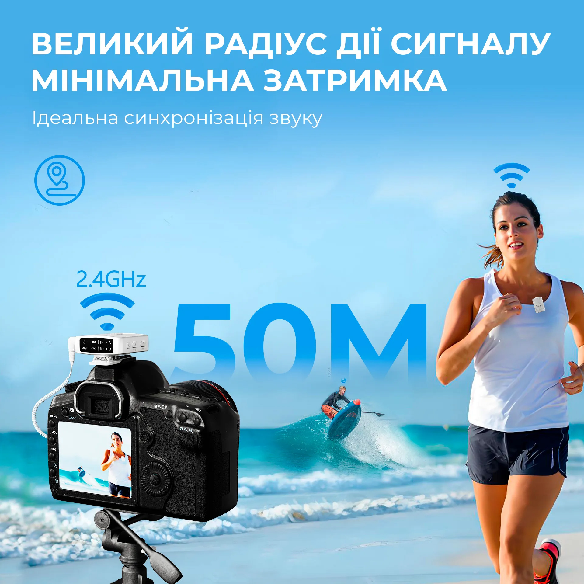 Беспроводной петличный микрофон FIFINE M9W White
