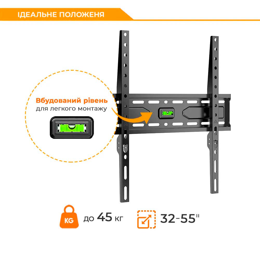Крепление настенное для ТВ BRATECK KL36-44F 32"-55" Black