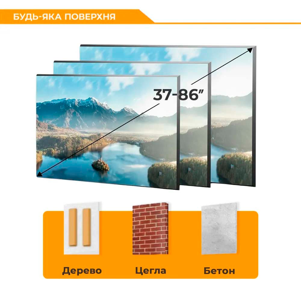 Кріплення настінне для ТВ BRATECK KL36-46F 37"-86" Black