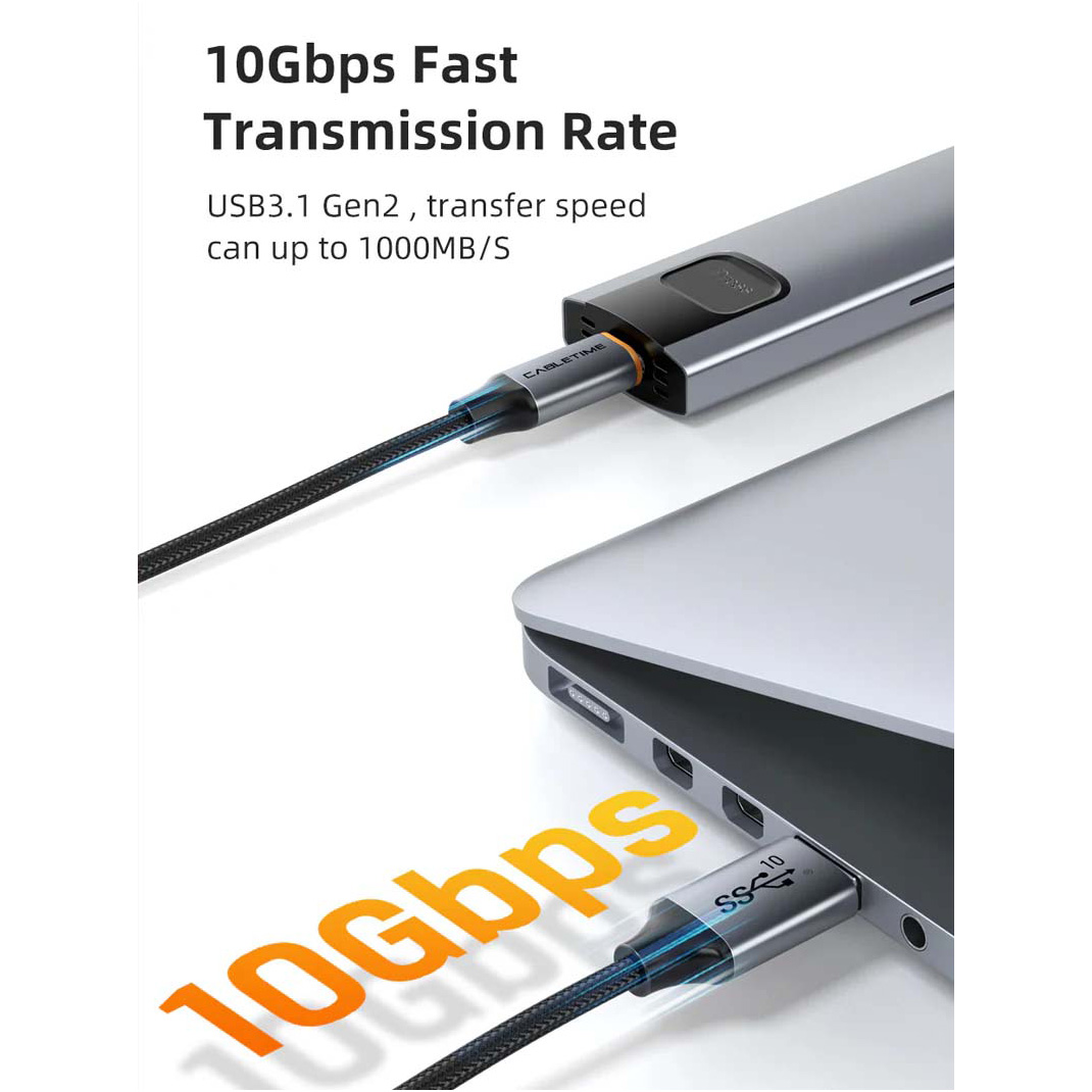 Кабель CABLETIME USB3.1 AM/CM 60W 1.5м Black (CA60J)