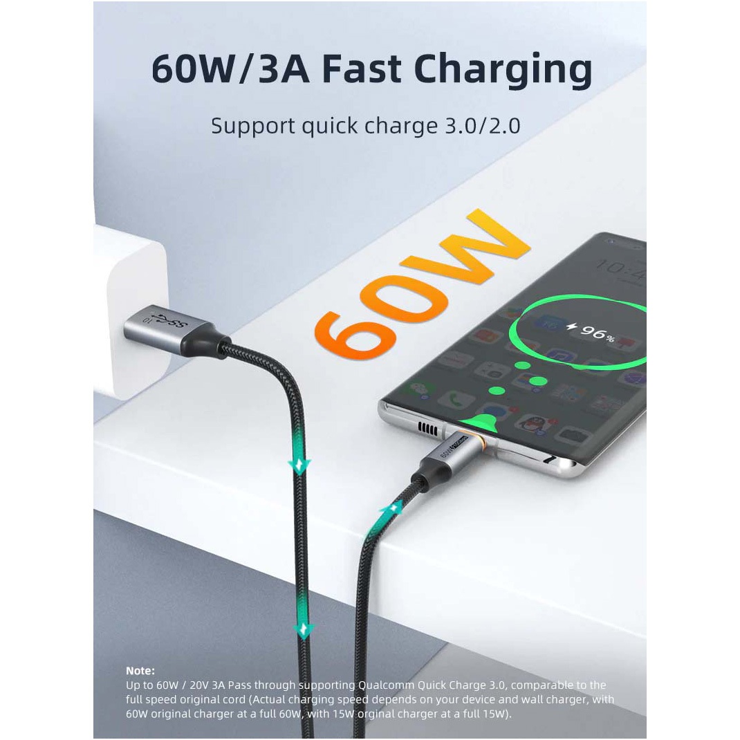 Кабель CABLETIME USB3.1 AM/CM 60W 1.5м Black (CA60J)