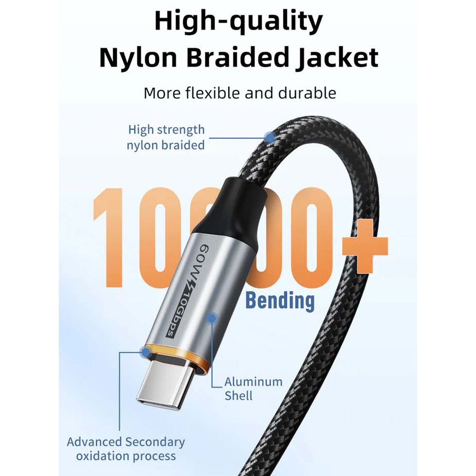 Кабель CABLETIME USB3.1 AM/CM 60W 1.5м Black (CA60J)