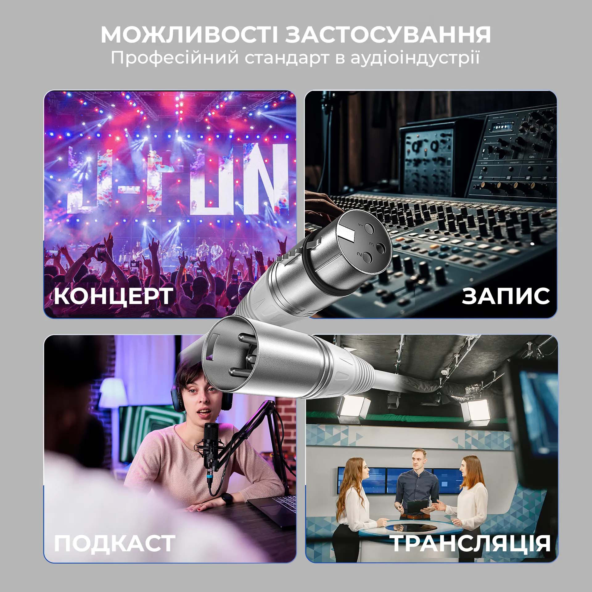 Кабель микрофонный FIFINE XLR Male to Female XLR 1.8м White
