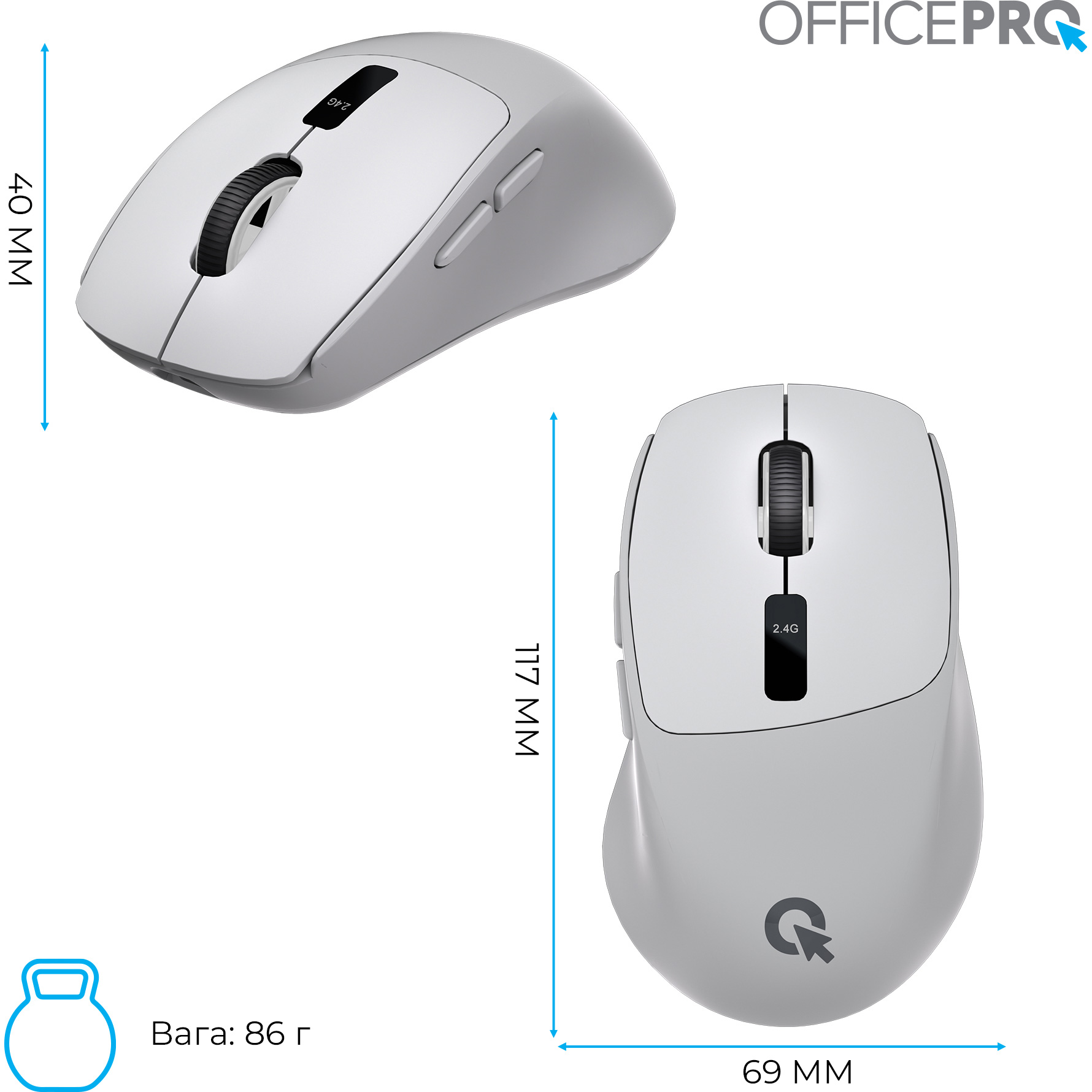 Мышь OFFICEPRO M398 Gray