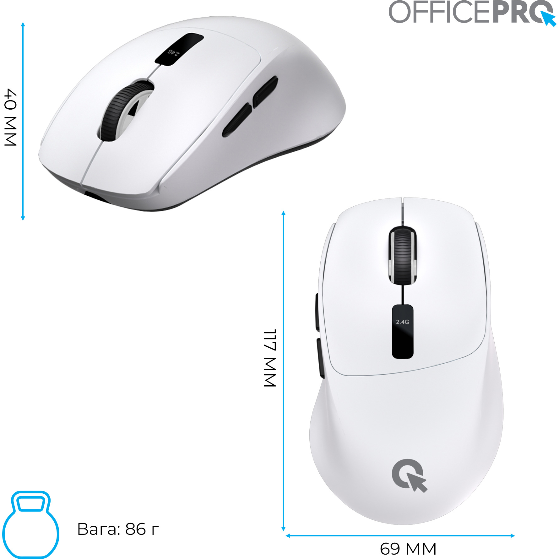 Мышь OFFICEPRO M398 White