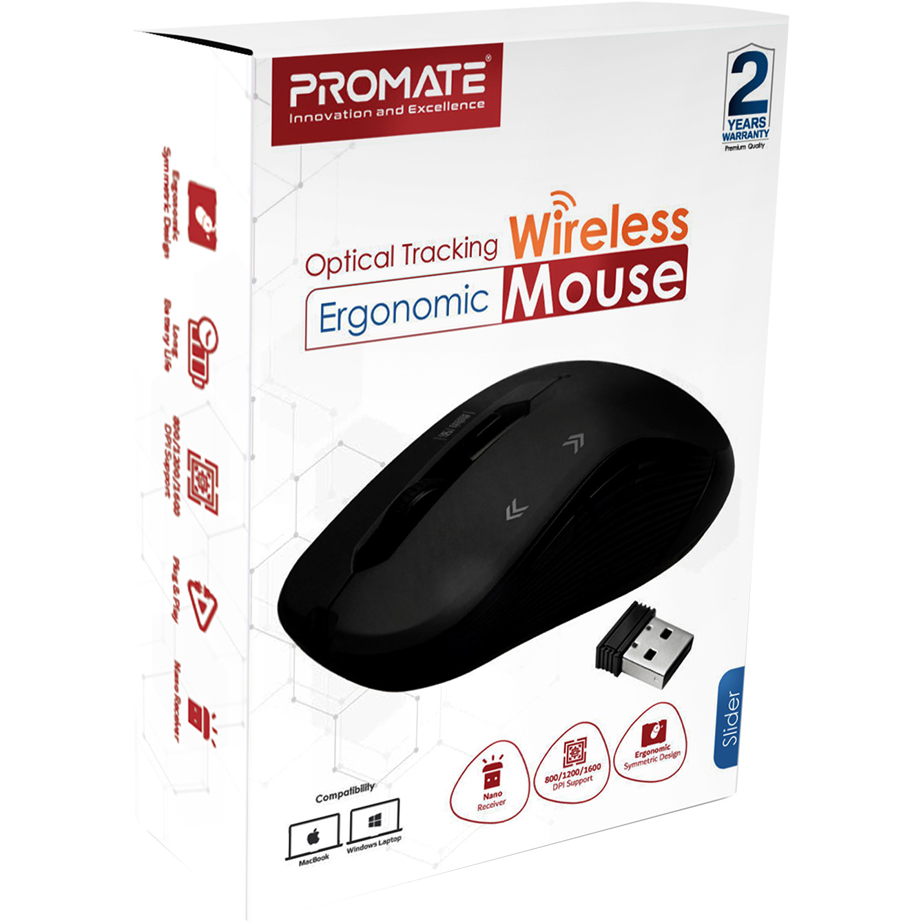Мышь PROMATE Slider Wireless Black