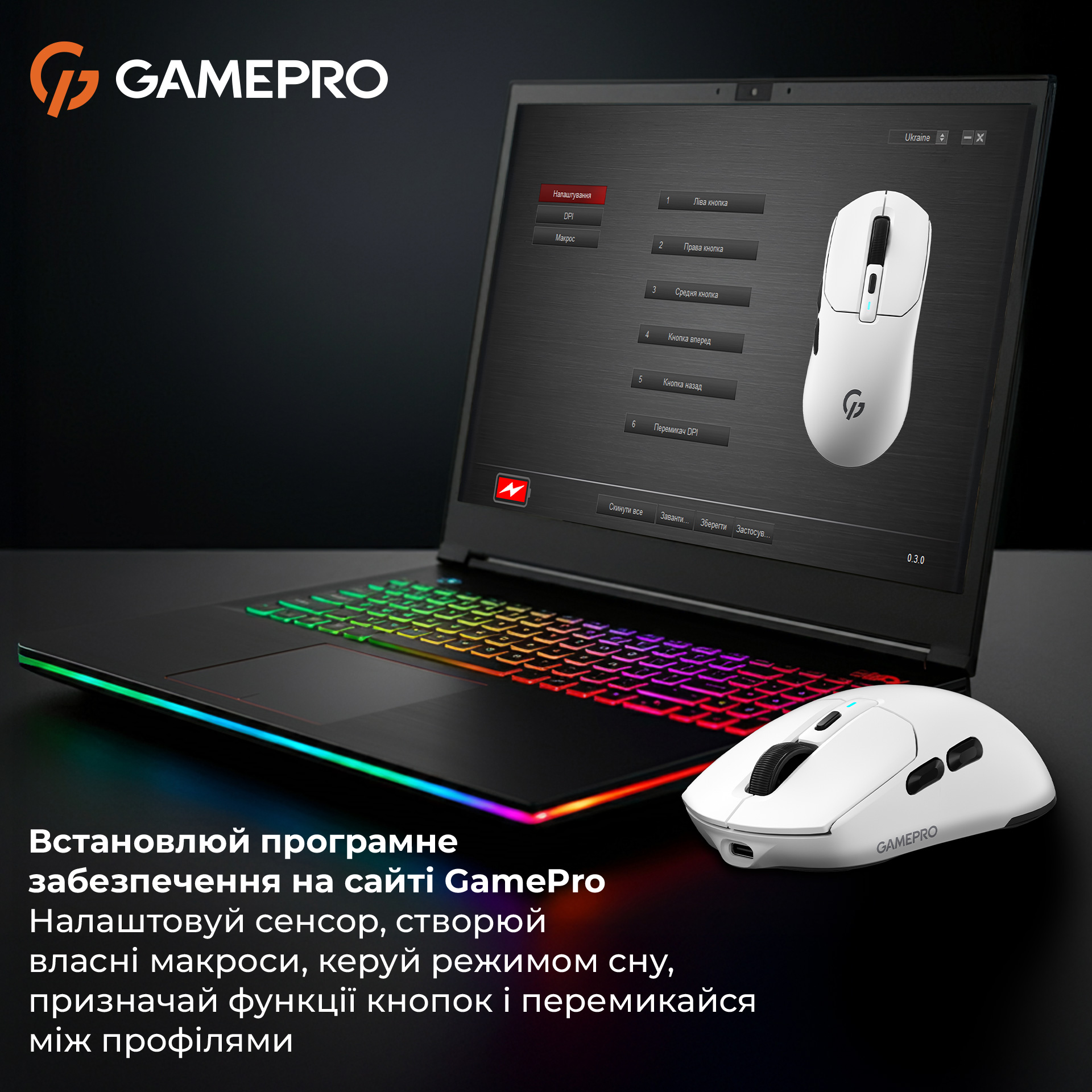Миша ігрова GAMEPRO Genesis Airmaster GM167 White