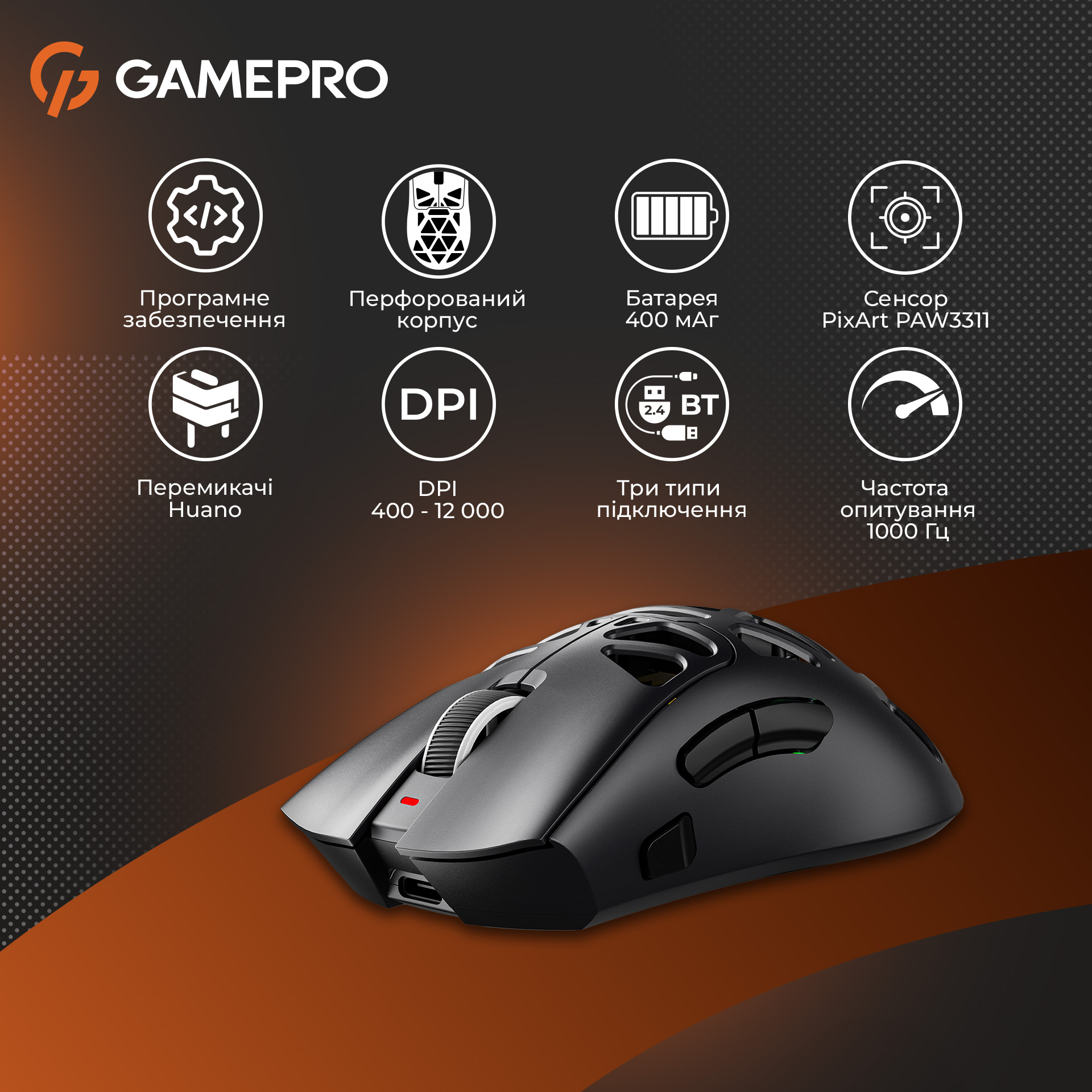 Миша ігрова GAMEPRO Genesis Spider GM870B