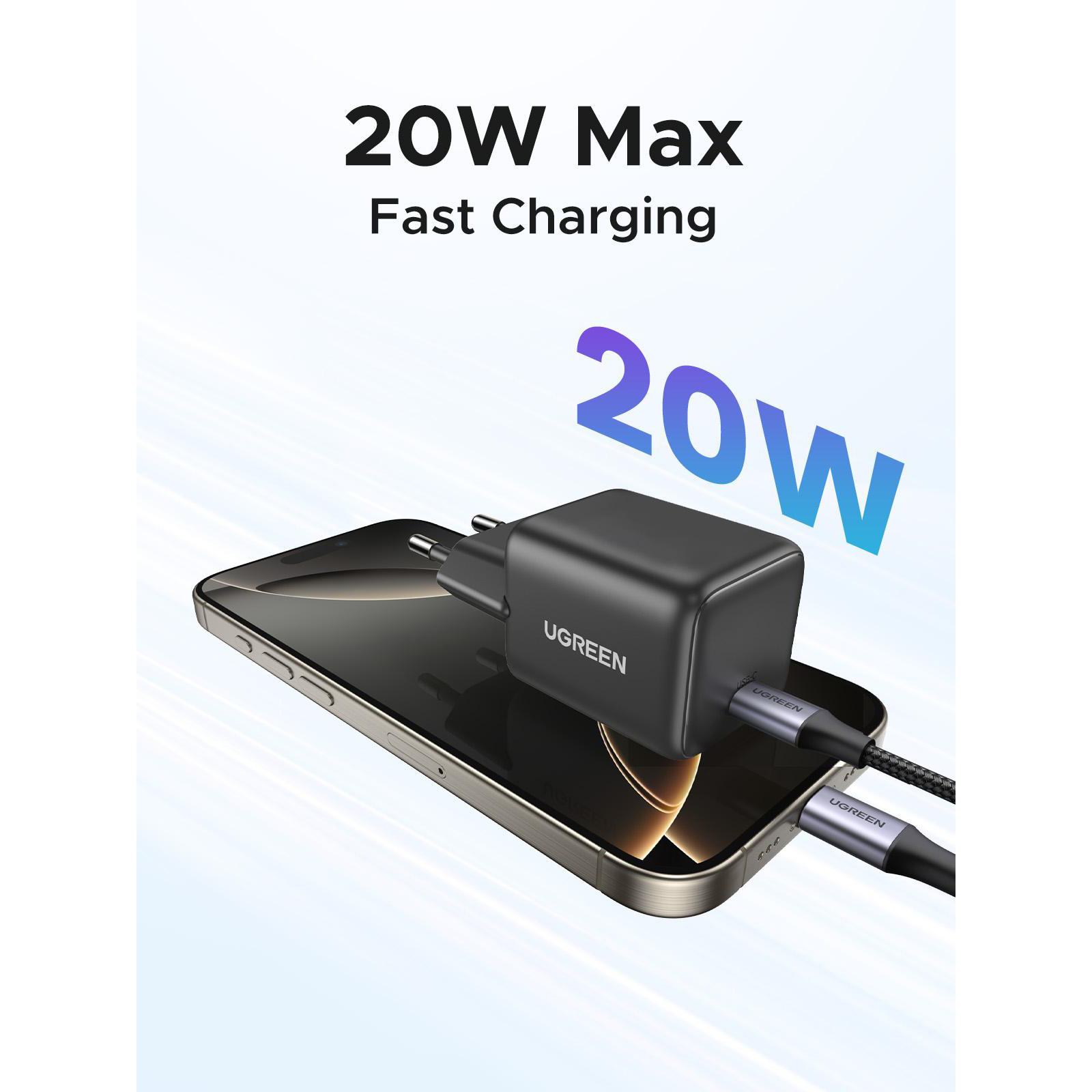 Зарядний пристрій UGREEN X512 GaN 20W 1xUSB-C, PD3.0, QC4.0 Wall Charger Gray (55528)