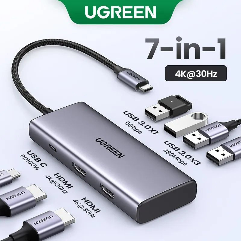 Порт-реплікатор UGREEN CM498 7-in-1 USB-C Multifunction Adapter (35897)