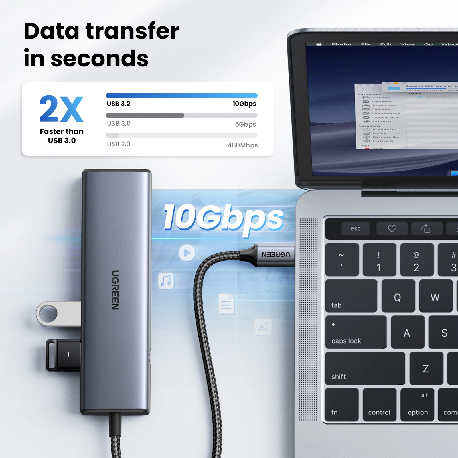 Порт-репликатор UGREEN CM512 6-in-1 USB-C Multifunction Adapter (45320)