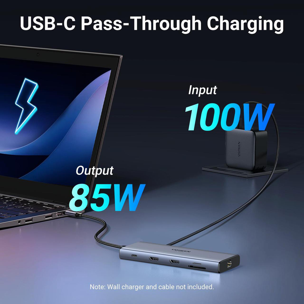 Порт-реплікатор UGREEN CM639 10-in-1 USB3.2 Type-C to HDMIx2, 60Hz/2xUSB-A/2xUSB-C 3.2/RJ45/SD/TF/PD100W (45380)