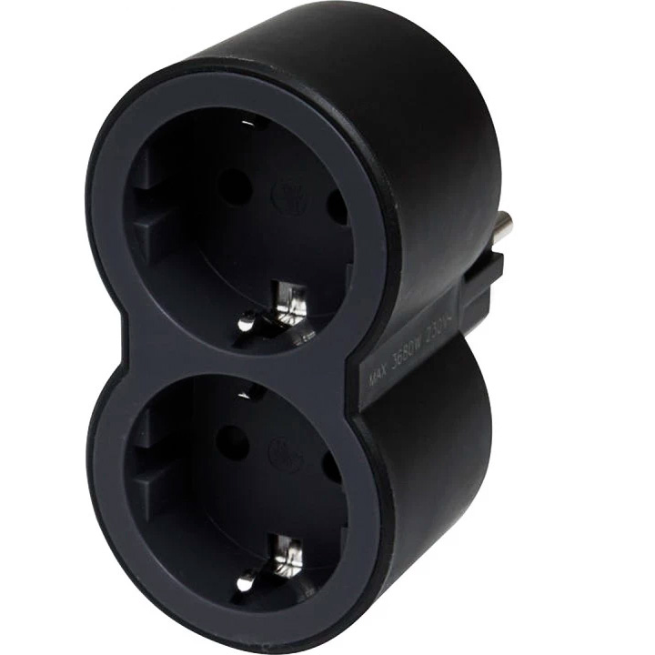 Мережевий розгалужувач LEGRAND Standard 2x2K+3 Black, 2 розетки (694517)