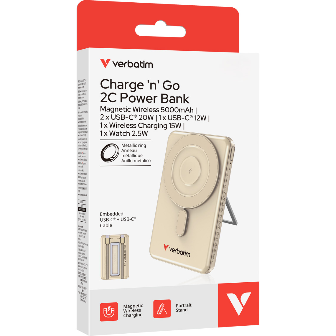 Повербанк MagSafe VERBATIM Charge 'n' Go 20W 5000mAh Gold (32253)