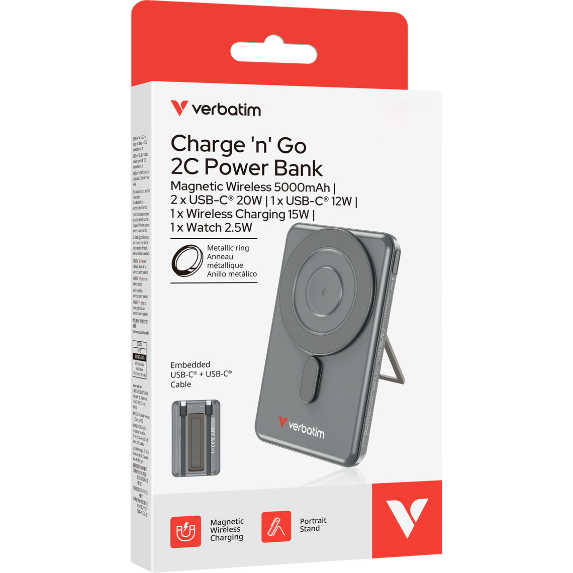 Повербанк MagSafe VERBATIM Charge 'n' Go 20W 5000mAh Gray (32251)