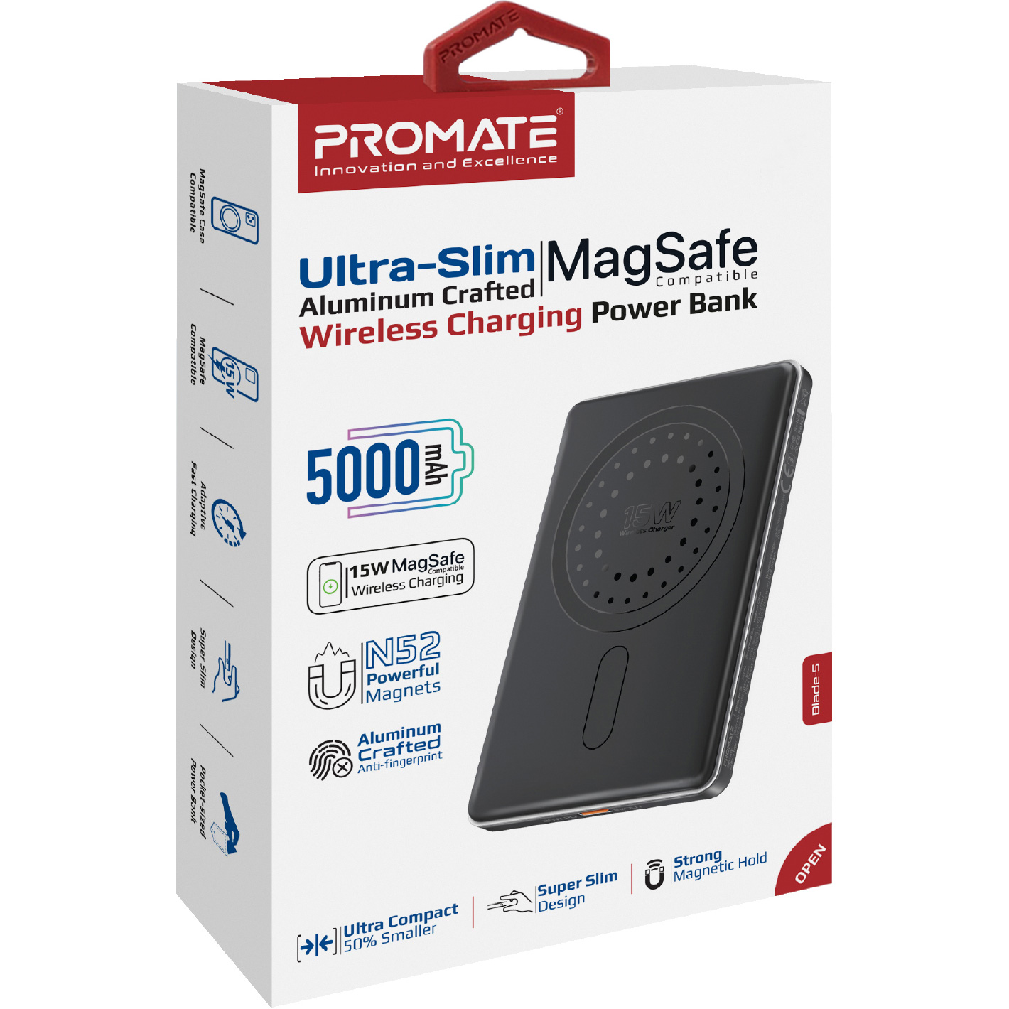Повербанк MagSafe PROMATE Blade-5 20W 5000mAh Black
