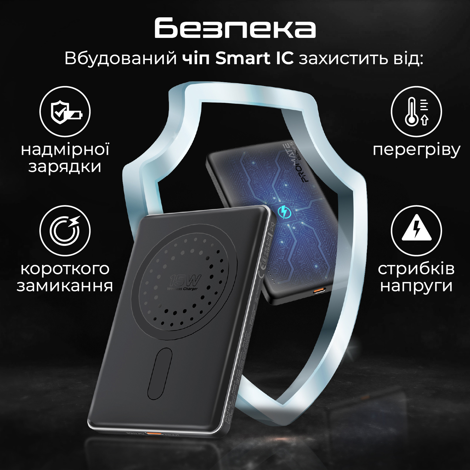 Повербанк MagSafe PROMATE Blade-5 20W 5000mAh Black