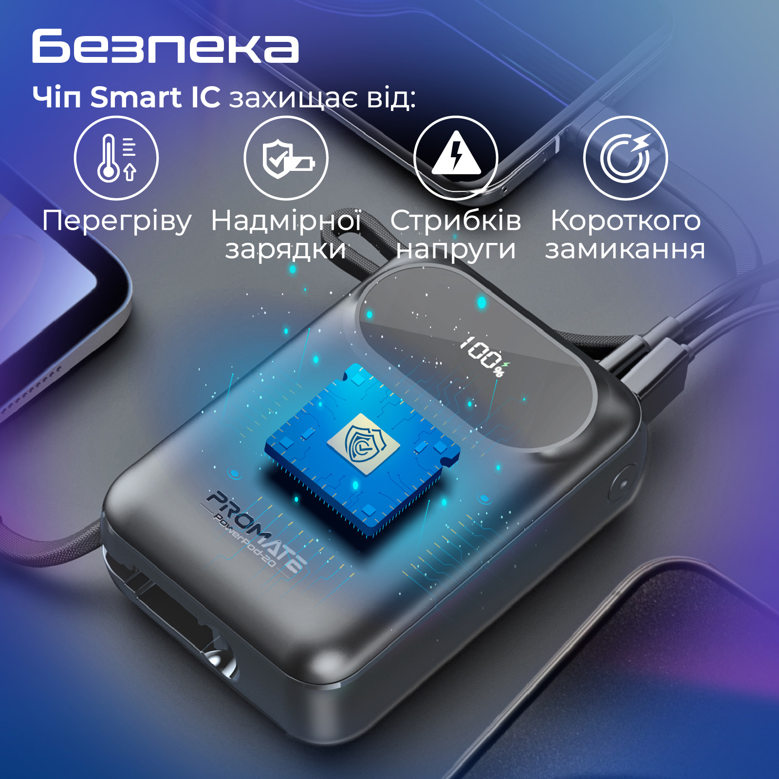 Повербанк PROMATE PowerPod-20 35W 20000mAh Black
