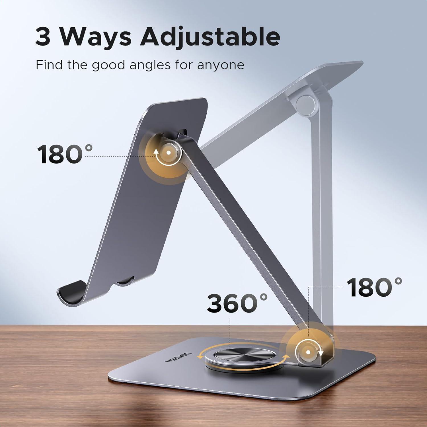 Підставка для смартфона/планшета UGREEN LP891 Aluminum 360 Rotating Tablet Stand Gray (45860)
