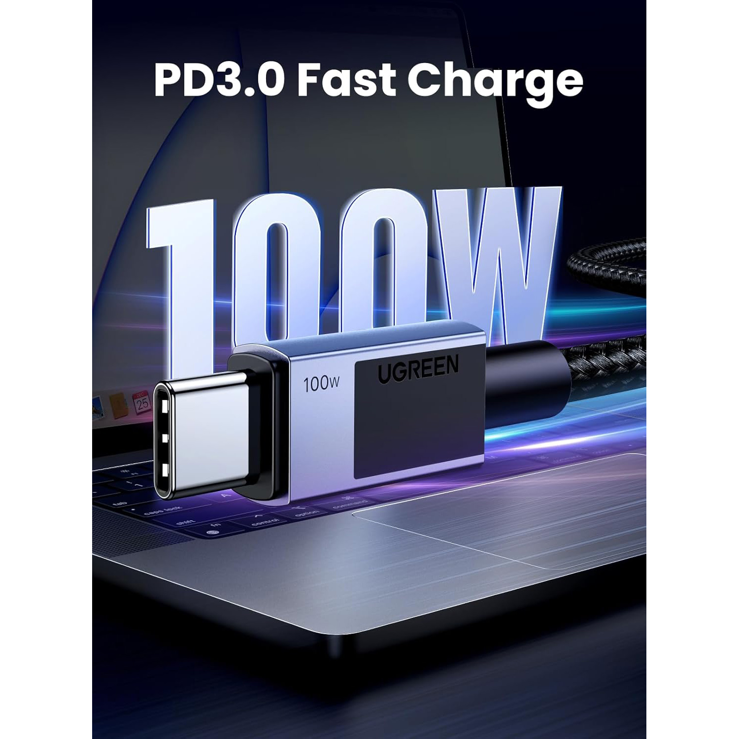 Кабель UGREEN L512 USB 2.0 Type-C to Type-C PD100W 3м Black (45065)