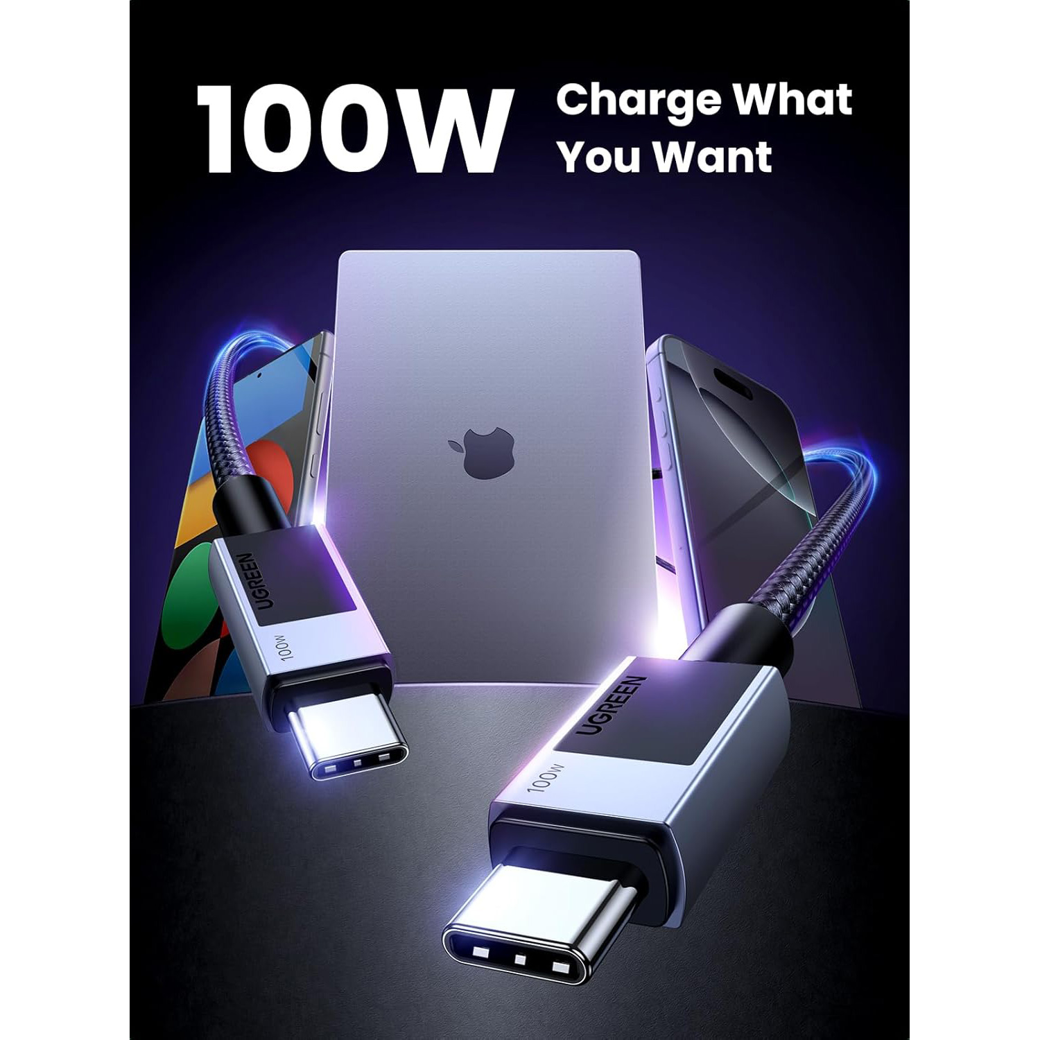 Кабель UGREEN L512 USB 2.0 Type-C to Type-C PD100W 3м Black (45065)