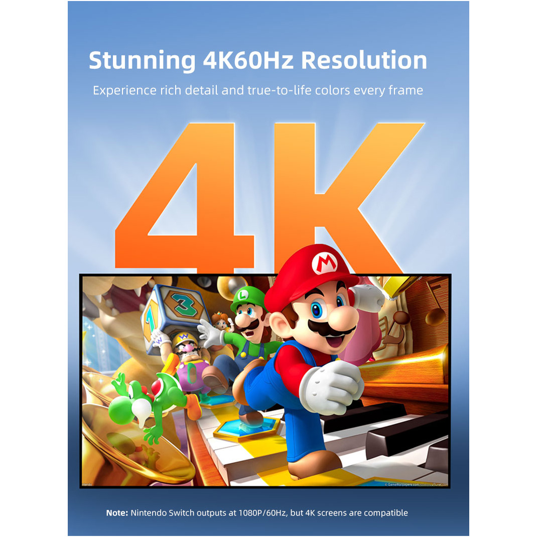 Кабель CABLETIME USB-C to HDMI 2м 4K@60Hz for Nintendo Switch 2 Mini Dock with PD100W Black (CC17L)