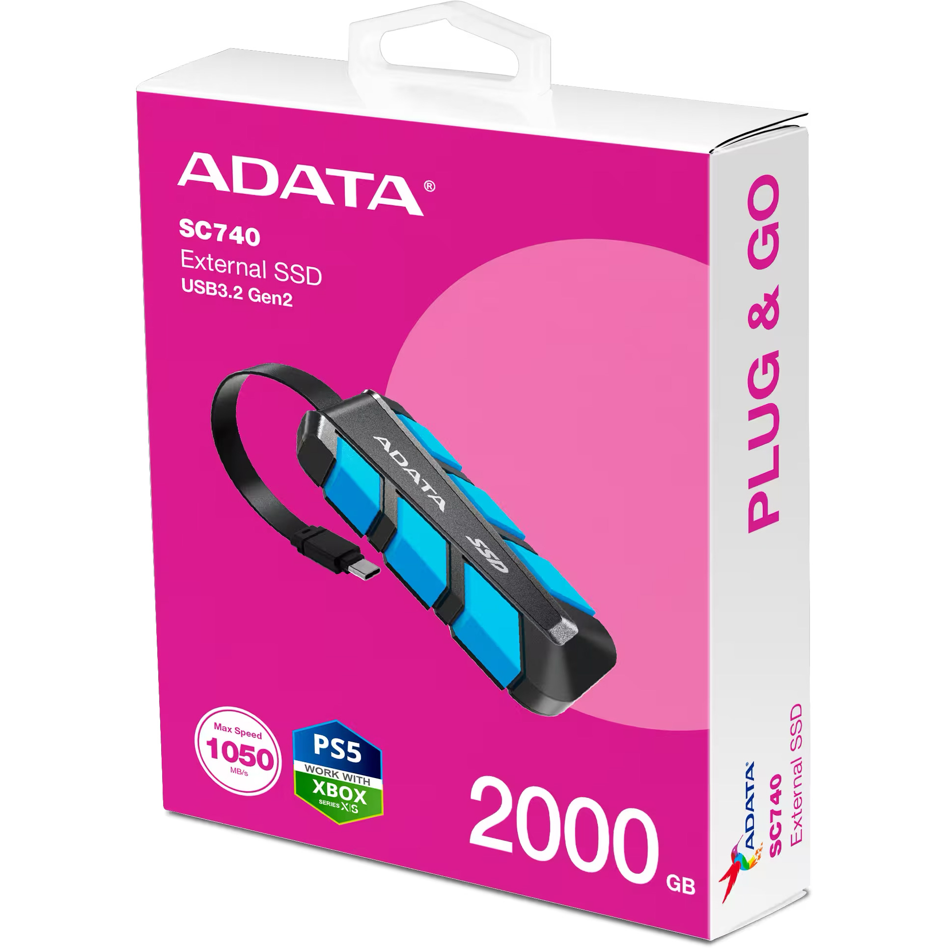 Портативний SSD диск ADATA SC740 2TB USB3.2 Gen2 Blue (SC740-2000G-CBU)