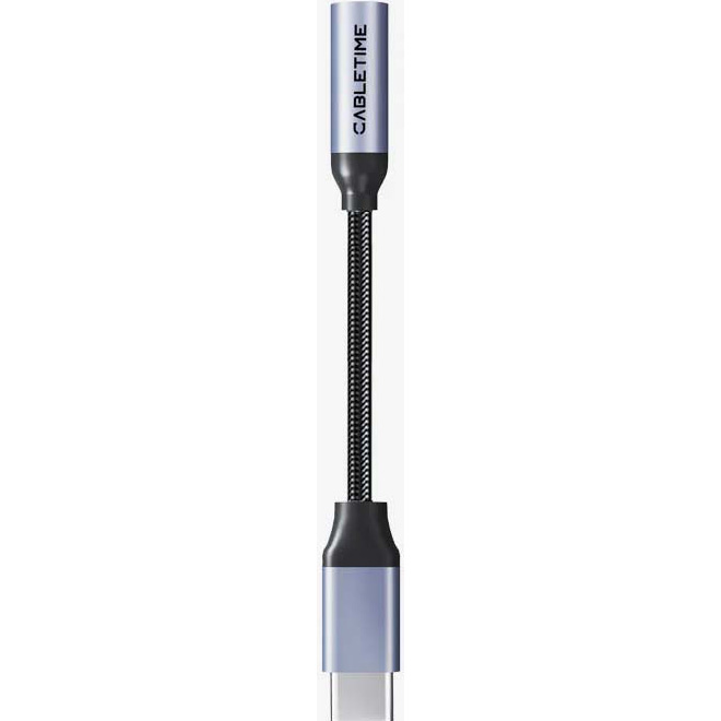 Адаптер CABLETIME USB-C to 3.5mm 0.15м Black/Gray (CPA6G)