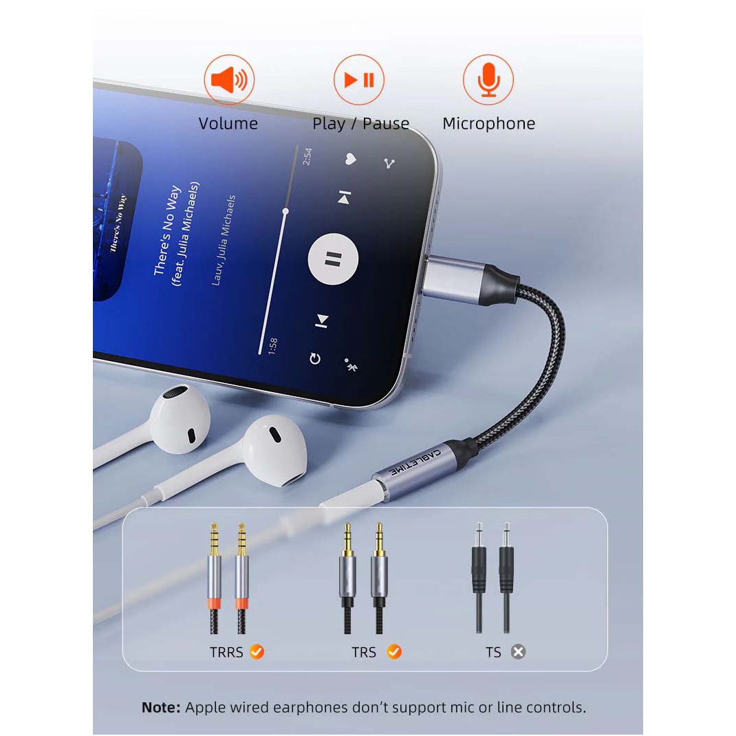 Адаптер CABLETIME USB-C to 3.5mm 0.15м Black/Gray (CPA6G)