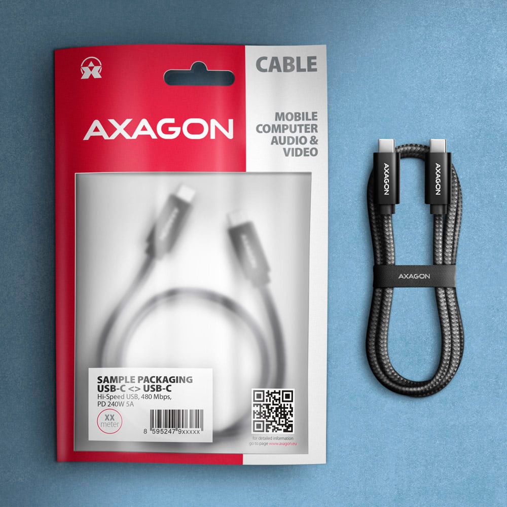 Кабель AXAGON USB-C to USB-C PD3.1 240W 2.5м