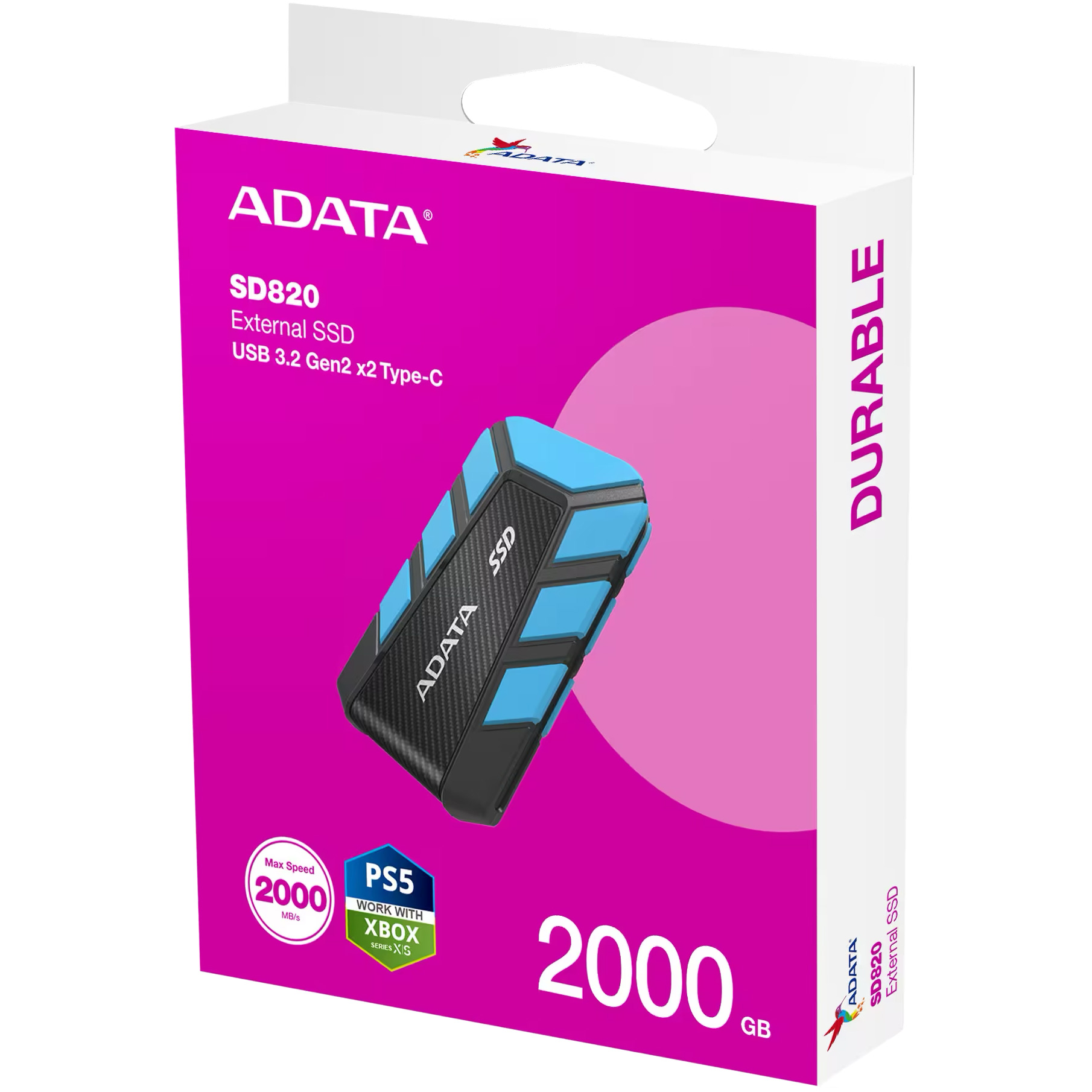 Портативный SSD диск ADATA SD820 2TB USB3.2 Gen2x2 Blue (SD820-2000G-CBU)