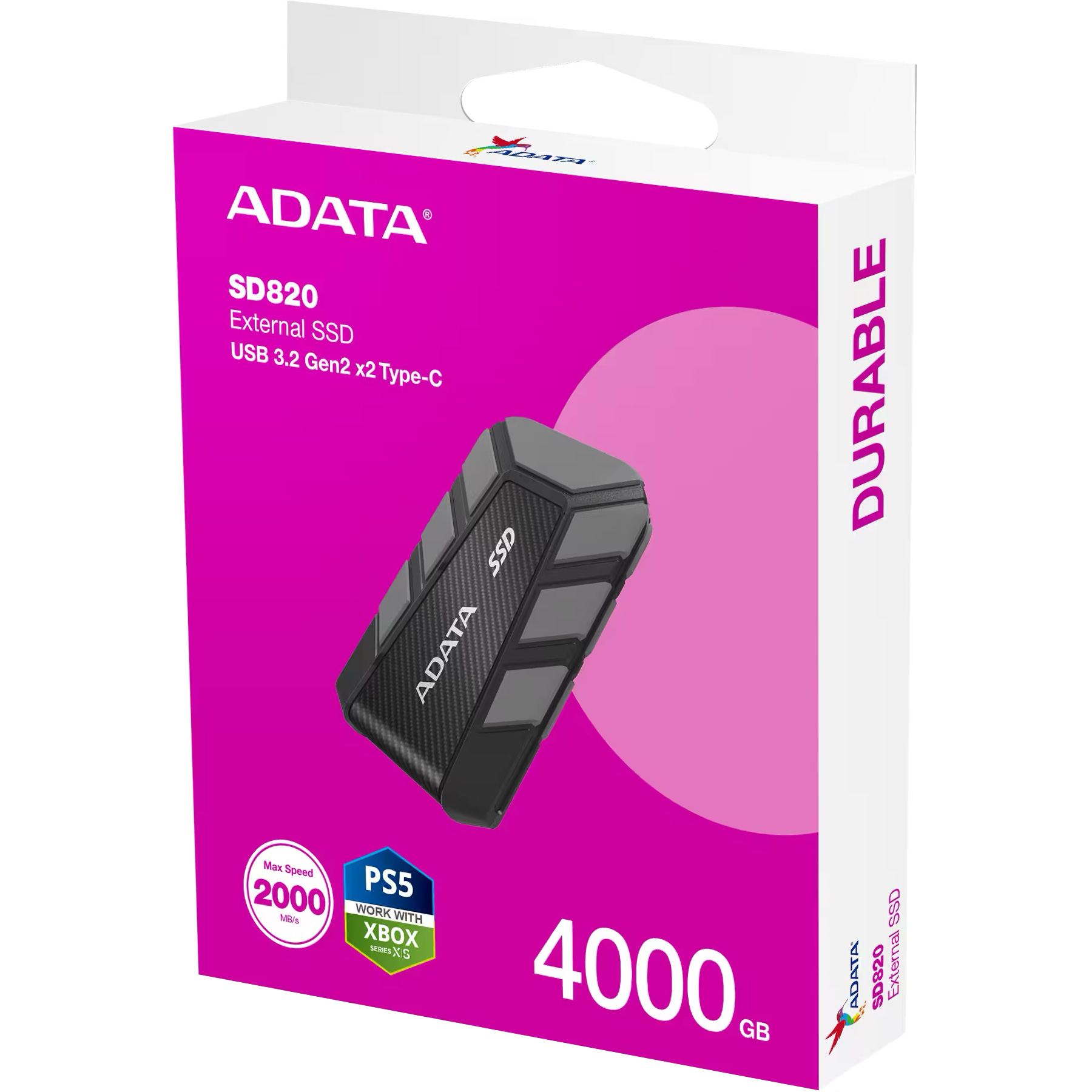 Портативний SSD диск ADATA SD820 4TB USB3.2 Gen2x2 Gray (SD820-4000G-CGY)