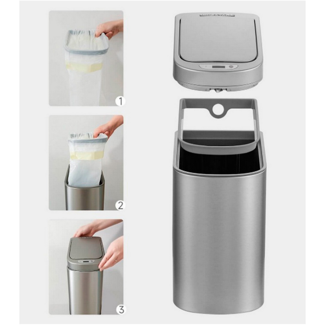 Умная корзина для мусора XIAOMI NINESTARS Waterproof Sensor Trash Can 7L Space Silver (DZT-7-2)