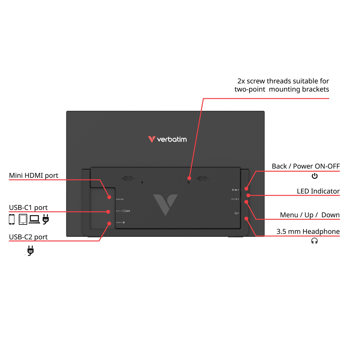 Портативний монітор 15.6" VERBATIM Portable Monitor Light Series