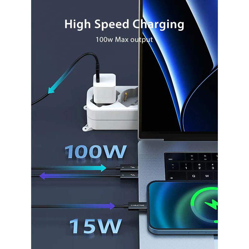 Кабель CABLETIME Thunderbolt 3, Type-C - Type-C 0.5м (CT31E)