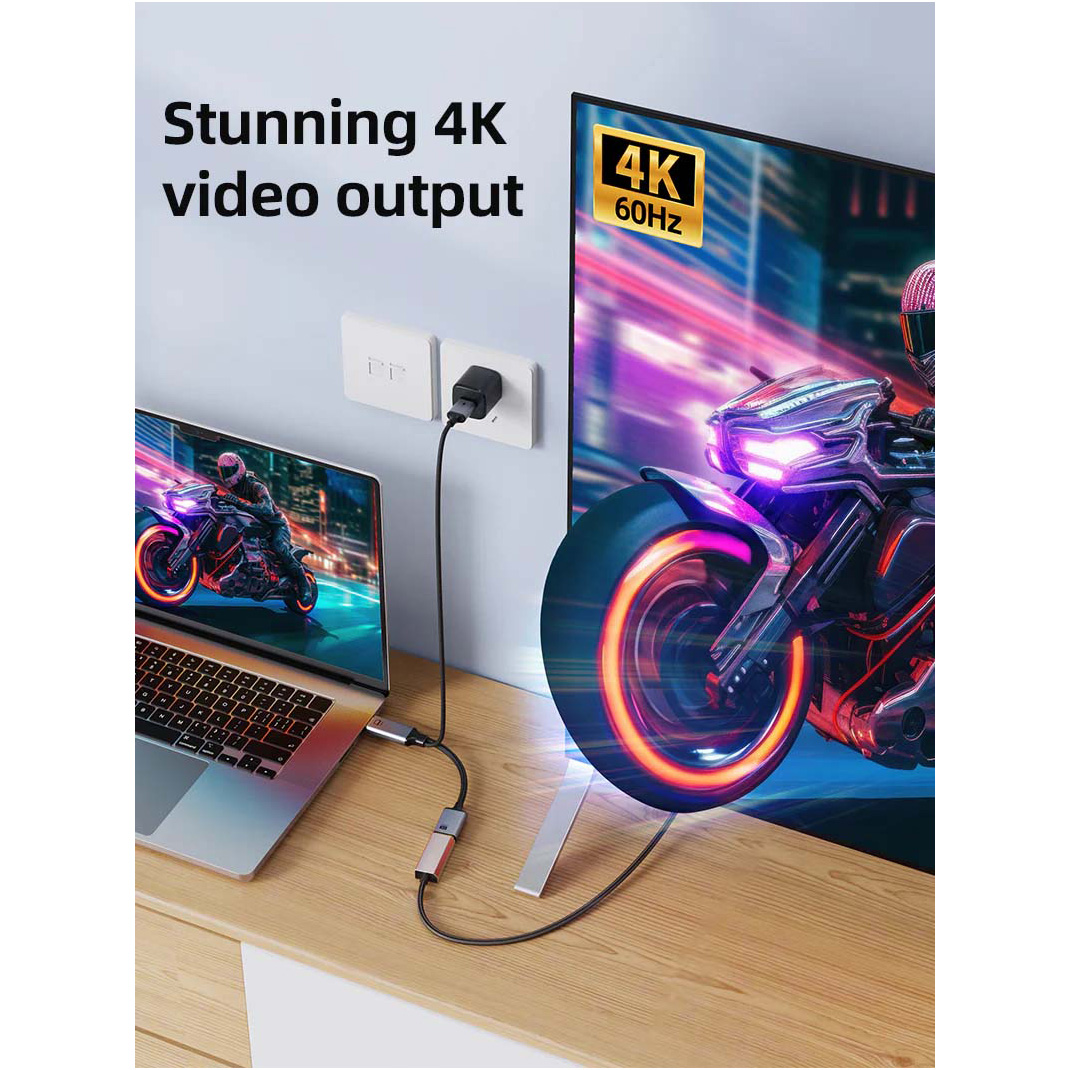 Адаптер CABLETIME 4K 60Hz HDMI - DisplayPort v2.0 0.2м Black/Gray (CP51B)