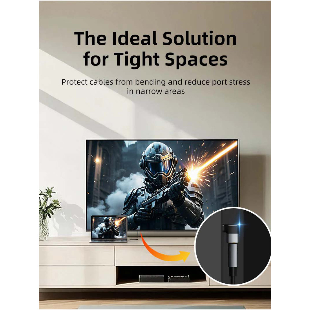 Адаптер CABLETIME 8K 60Hz Male to Female 90 Degree HDMI v2.1 Gray (CP41G)