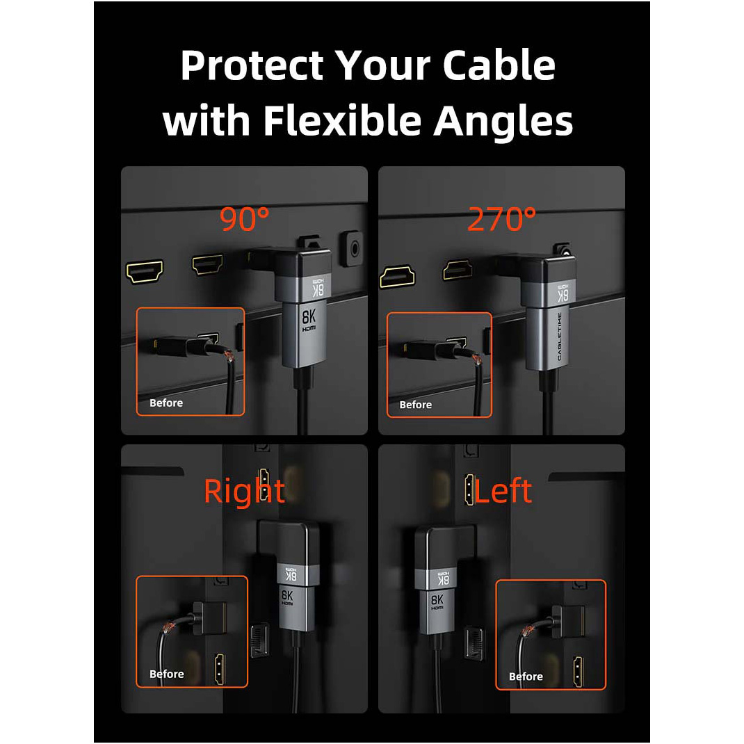 Адаптер CABLETIME 8K 60Hz Male to Female 90 Degree HDMI v2.1 Gray (CP41G)