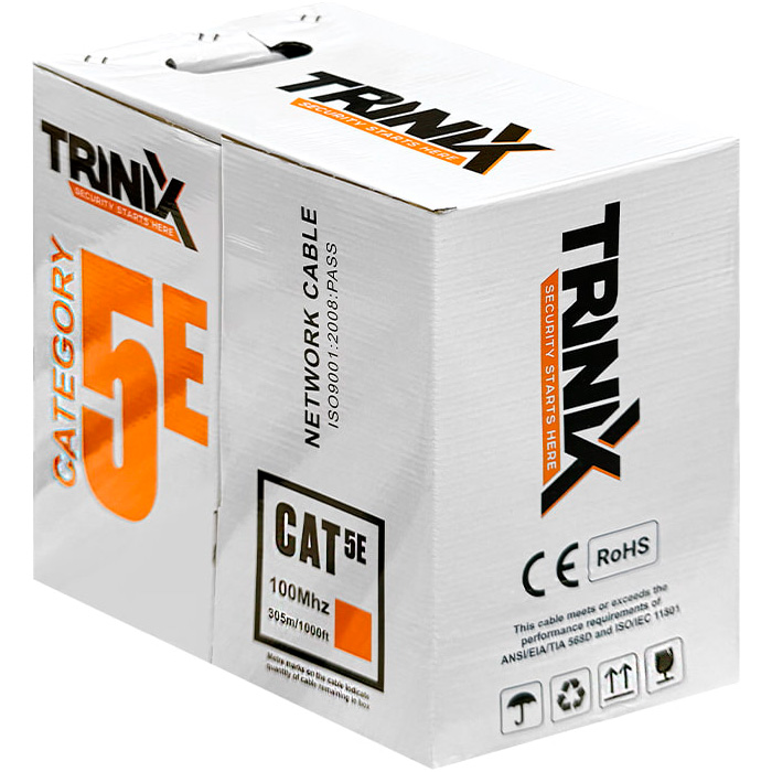 Кабель мережевий для зовнішньої прокладки TRINIX U/FTP Cat.5e LDPE 4x2x0.51 CCA Black 305м