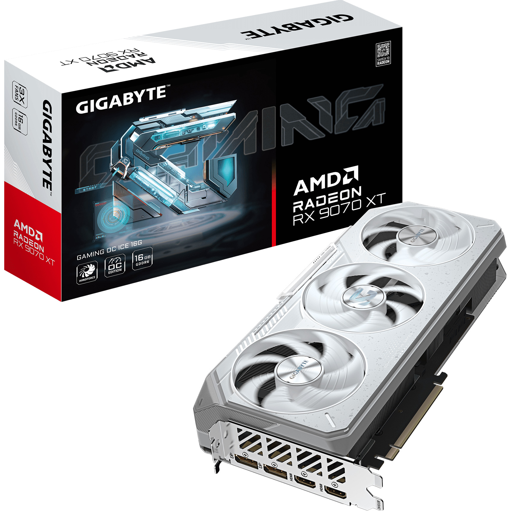 Відеокарта GIGABYTE Radeon RX 9070 XT Gaming OC Ice 16G (GV-R907XGAMINGOCICE-16GD)