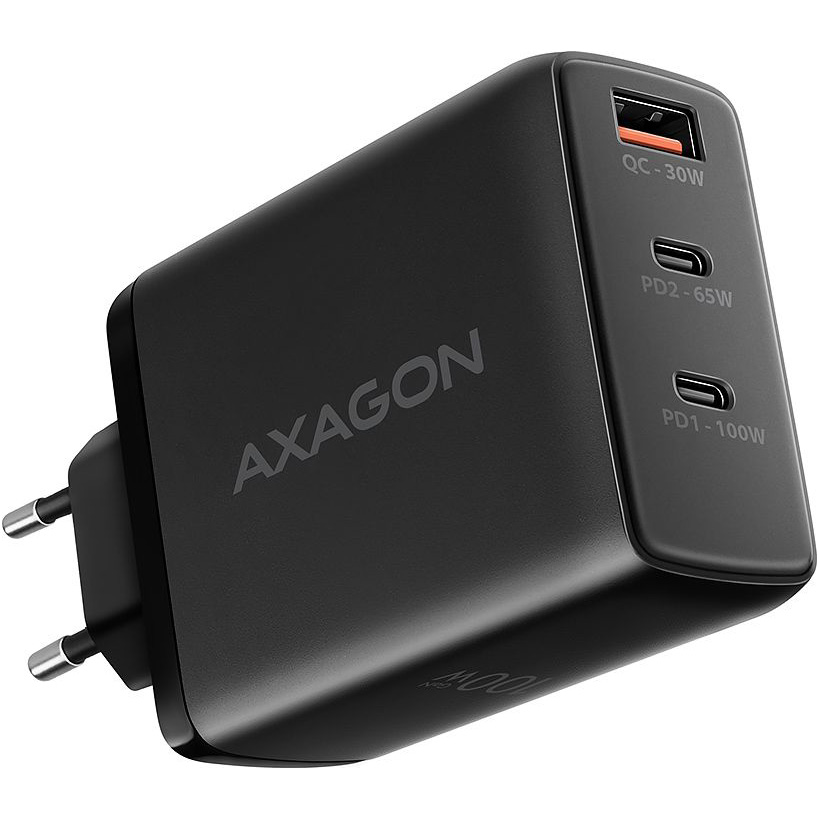 Зарядний пристрій AXAGON 1xUSB-A, 2xUSB-C, 100W QC4.0+PD3.0 PPS Black