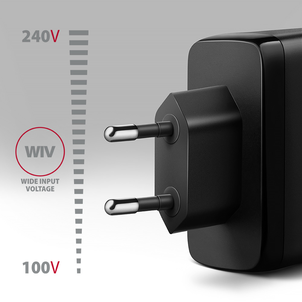 Зарядний пристрій AXAGON 1xUSB-A, 2xUSB-C, 100W QC4.0+PD3.0 PPS Black