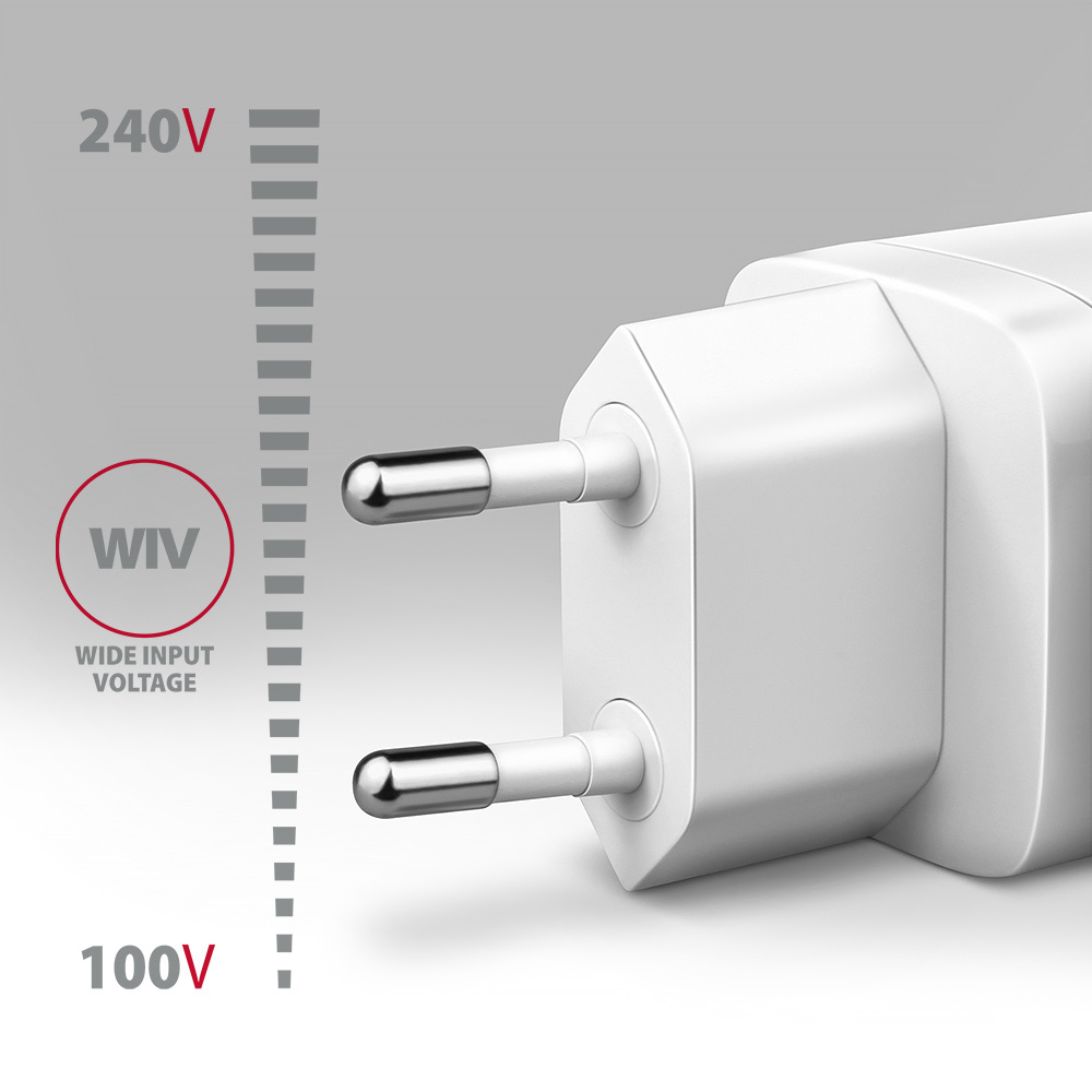 Зарядное устройство AXAGON 1xUSB QC3.0, 1xUSB-C PD20W White