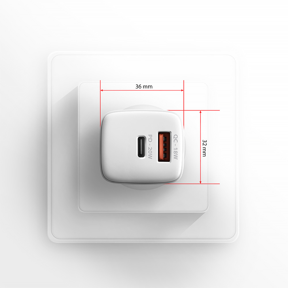 Зарядное устройство AXAGON 1xUSB QC3.0, 1xUSB-C PD20W White