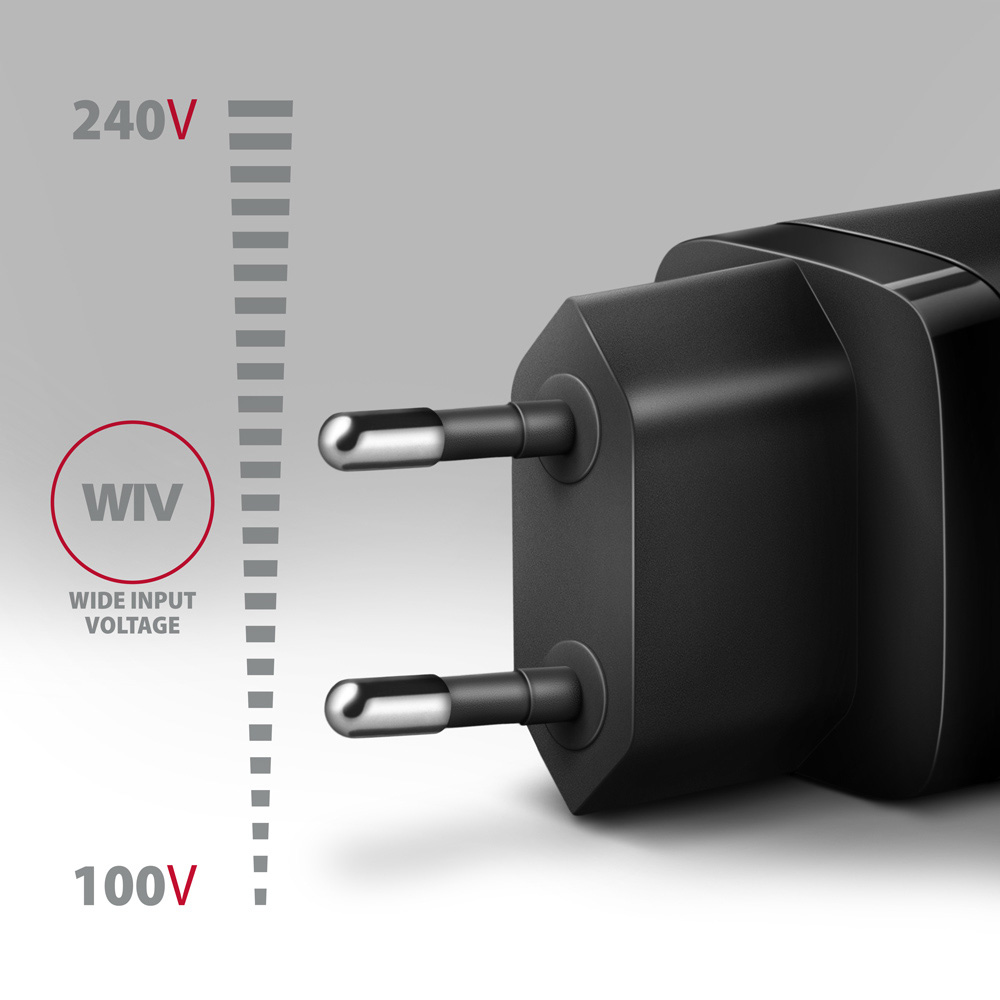 Зарядное устройство AXAGON 1xUSB-A QC4.0, 1xUSB-C PD30W PPS Black