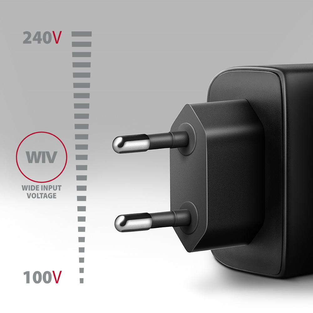 Зарядное устройство AXAGON 1xUSB-A QC4.0, 1xUSB-C PD45W PPS Black