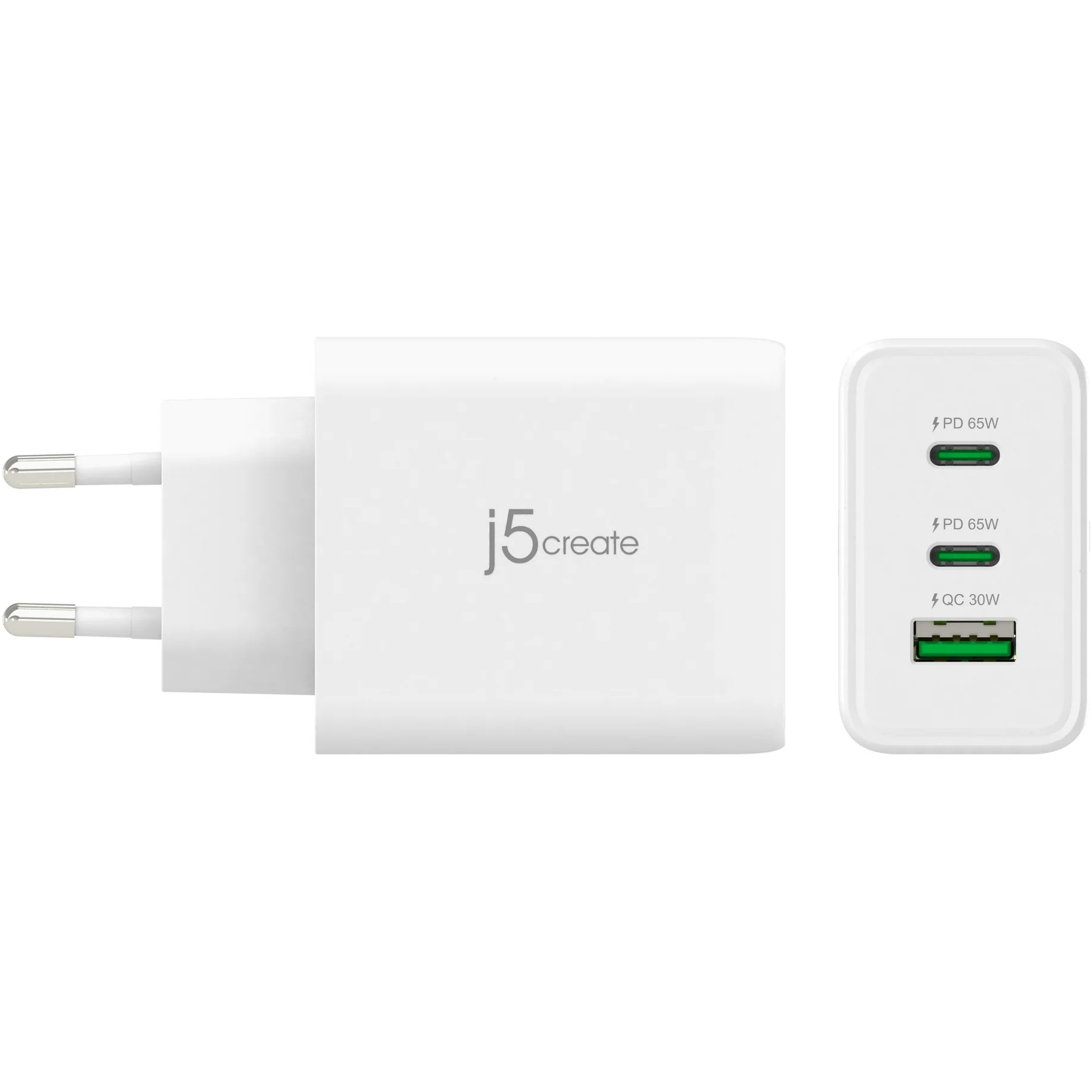 Зарядний пристрій J5CREATE 65W GaN USB-C 3-Port Charger White
