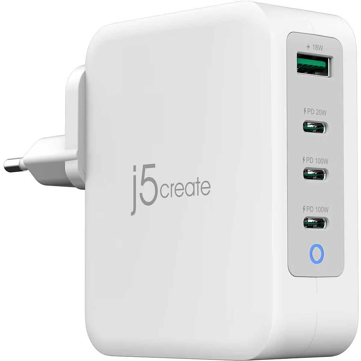 Зарядний пристрій J5CREATE 130W GaN USB-C 4-Port Charger White (JUP43130E-EN)
