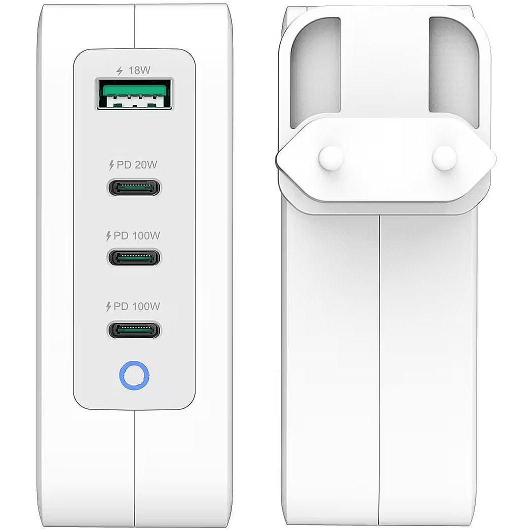 Зарядний пристрій J5CREATE 130W GaN USB-C 4-Port Charger White (JUP43130E-EN)